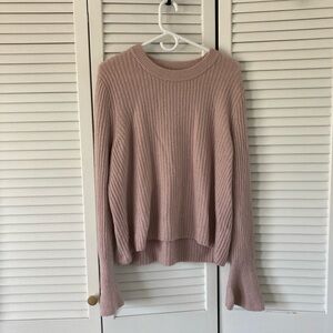 Women's Madewell Soft Pink Flared Bell Sleeve Ribbed Crew Neck Sweater Size 2X